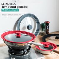 ETXMultifunctional Tempered Glass Lid Pot Explosion-Proof Drop-Proof Visualization Silicone Edge Kitchen Utensils Cookware Parts