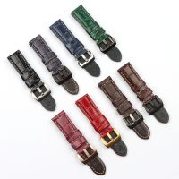 Top Quality 24mm Italy Bright bamboo Leather Watch band  for Panerai Strap Seiko Fossil Etc Watch Accessories pin buckle toolsby Hs2023