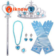 I Know Bộ Công Chúa Găng Tay Vương Miện Elsa Anna Bộ Nhẫn Khuyên Tai Đũa