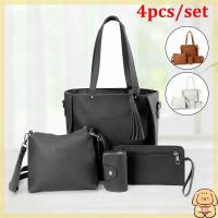 XERTRY 4Pcs/set หนังพียู กระเป๋า Crossbody แบบพกพาได้ ความจุสูงมาก ชุดกระเป๋าผู้หญิง แฟชั่นสำหรับผู้หญิง ลำลองแบบสบายๆ กระเป๋าแบบสะพายไหล่ ผู้หญิงผู้หญิงผู้หญิง