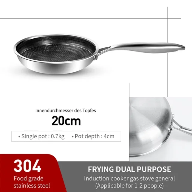 316/304 Stainless Steel Frying Pan High Quality Pan Fried Steak Non