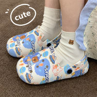 2022 New Summer Couple Cute Hole Beach Shoes Baotou Soft Cute Sandals and Slippers Indoor Non-slip Deodorant Soft Bottom