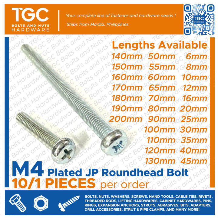 Tgc Pcs Gi Jp Bolt M Mm X Mm Roundhead Jp Bolt