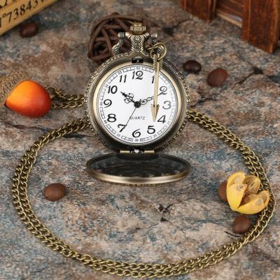 สายโซ่นาฬิกาควอทซ์กลวงรูปนกหวีดสีบรอนซ์แนววินเทจจี้สร้อยคอของขวัญนาฬิกา FOB ย้อนยุคพร้อมอุปกรณ์เสริมรูปดาว