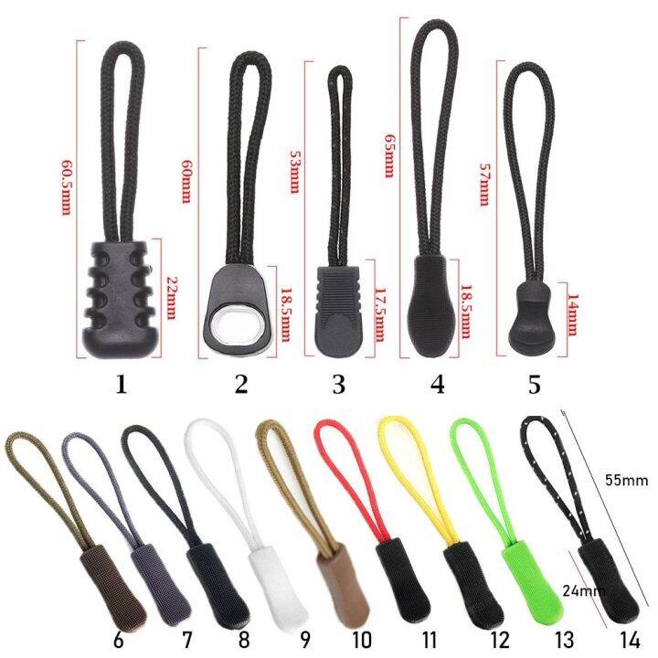 5-10-15pcs-zipper-pull-puller-end-fit-rope-tag-fixer-zip-cord-tab-replacement-clip-broken-buckle-travel-bag-suitcase-tent