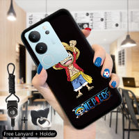 GGK เคสสำหรับ Vivo V29 5G Y78 Y78 5G + สายคล้องแหวนใส่นิ้ว5G ลายการ์ตูนลูฟี่ตลกเคสอะนิเมะหนึ่งชิ้นเคส TPU ซิลิโคนนิ่ม