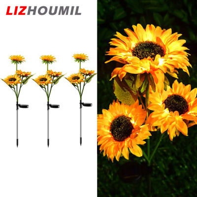 LIZHOUMIL Lampu Tenaga Surya Led 3ชิ้น71ซม.,โคมไฟสนามหญ้ารูปดอกทานตะวัน3หัวสำหรับตกแต่งสวนกลางแจ้ง