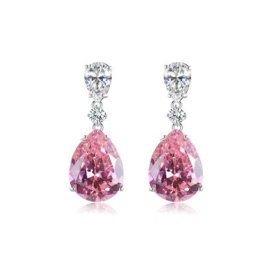 Pink Drop Earrings Gemstone Stud Gemstone Solid 925 Sterling Silver Earrings Luxury Morganite Women Stone Fine Jewelry Gift