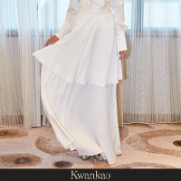 [Kwankao] White Maxi Skirt กระโปรงยาว มีเลเยอร์สองชั้น สีขาว