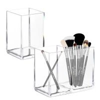 Transparent Eyebrow Pencil Makeup Brush Storage Box Acrylic Cosmetic Brush Storage Tube Student Desktop Single Square Pen Holder