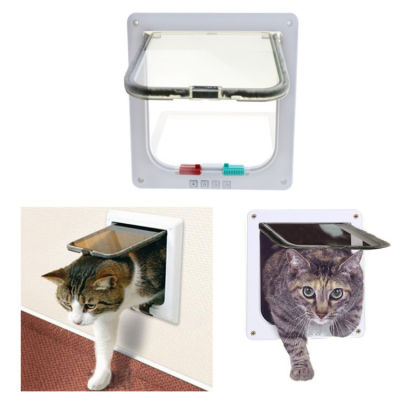 New 4 Way Lockable Dog Cat Door Kitten Flap Door Puppy Plastic Gate ABS Small Pet Cat Dog Door
