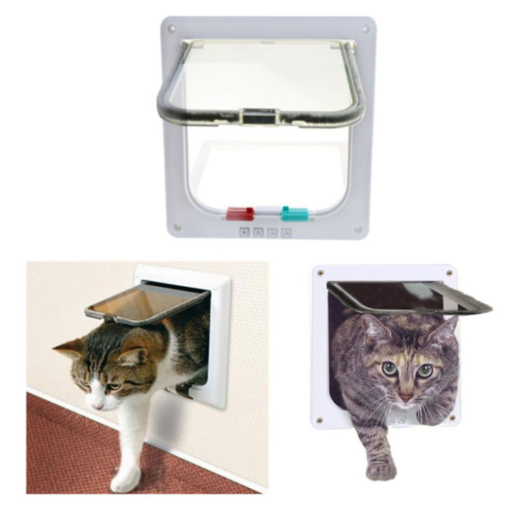 new-4-way-lockable-dog-cat-door-kitten-flap-door-puppy-plastic-gate-abs-small-pet-cat-dog-door