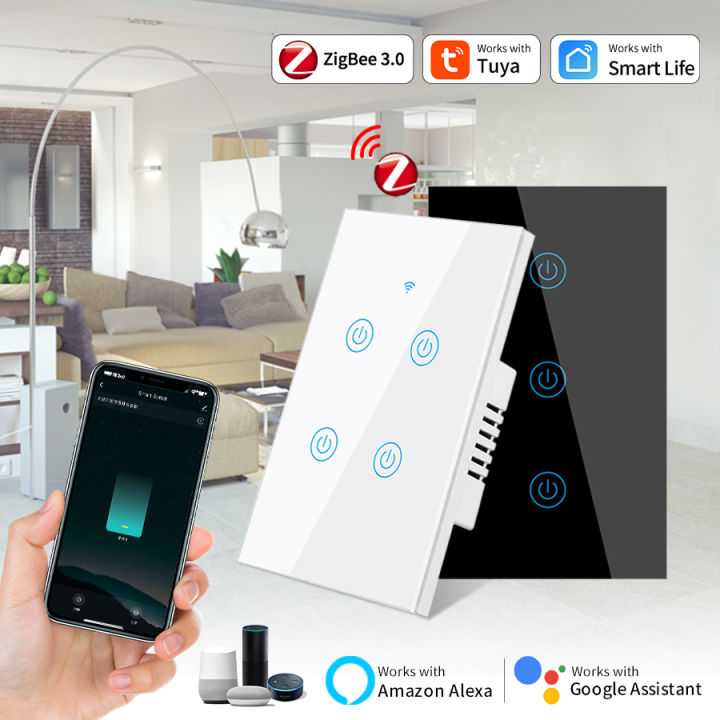 tuya-zigbee-สมาร์ทสวิทช์-neutral-wire-ไม่มีตัวเก็บประจุ-inigente-interruptor-ทำงานร่วมกับ-alexa-home-10a-1234-gang