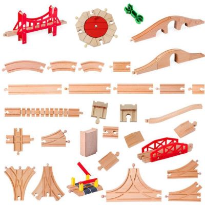 【YF】 All Kinds Wooden Railway Train Track Accessories Beech Tracks Set Bridge Parts Fit Biro Brand Toys