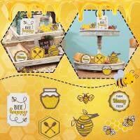 7pcs World Bee Day Tiered Tray Ornament Figurines Miniatures Decorative Spring Hanging Bee Ornaments Kids Gifts Home Decoration