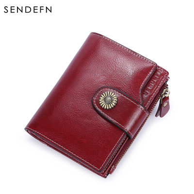SENDEFN fashion women wallets split leather lady short purse credit card holder wallet