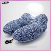 CXXP สีน้ำเงินทิเบต หมอนรูปตัวยู ผ้าระบายอากาศ แบบพกพาได้ หมอนเป่าลม ปกป้องคอและคอ ของจำเป็นสำหรับการเดินทาง หมอนสำหรับเดินทาง การเดินทางการเดินทาง