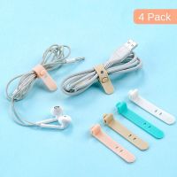 4Pcs Mobile Phone Cable Winder Earphone Clip Charger Cord Organizer Management Silicone Wire Cord Fixer Holder Cable Belt