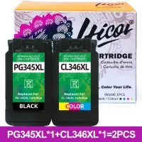 Hicor ตลับหมึกรีไซเคิล Bc345xl Bc346xl สามารถ Bci-345xl Bci-346xl สำหรับ Canon Ts3130 Ts330 Tr4530 Ts203