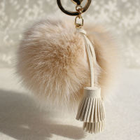 10cm Pompom Tassel Soft Genuine Fox Fur Ball Pom Pom Keychain For Backpack Women Car Key Chain Bag Charm Accessories Girls Gifts