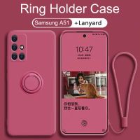 ✹ Samsung Galaxy A51 A71 A50 A70 A20S A30S A50S A70S Soft Liquid Silicone Case With Magnetic Ring Holder Free Lanyard Shockproof Cover