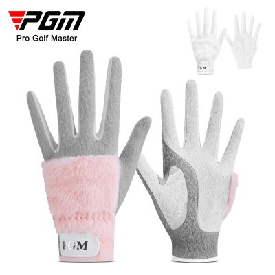PGM sarung tangan Golf wanita 1 pasang ST033 Plush tebal kelinci seperti bulu termal musim gugur dan musim dingin