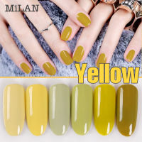 สีทาเล็บเจล Milan สีเหลือง ( อบ  UV เท่านั้น )  Yellow Color Series Nail Gel Polish  ขนาด 15 ml.
