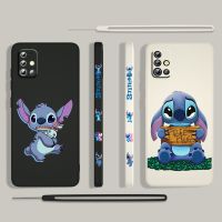 【Yellow peach flavor】 Stitch น่ารักอะนิเมะดิสนีย์สำหรับ Samsung Galaxy A73 A53 A33 A52 A32 A22 A71 A51 A21S A03S A50 A30 4G 5G Liquid ซ้ายเชือกโทรศัพท์กรณี