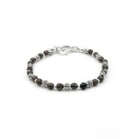 DSP สร้อยข้อมือสโมคกี้ควอตซ์ร้อยเม็ดเงินแท้ 92.5% : 925 Sterling Silver Smoky quartz Bracelet [CFS0010]