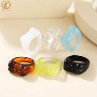 HiQueen Ring Creative Personality Bowknot Design Jelly Color Resin Joint Ring Jewelry