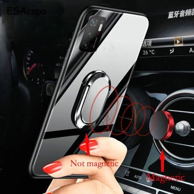 Tempered Glass Phone Case For Xiaomi Poco M3 Pro 5G Magnet Ring Stand Holder Hard Anti Shock Back Cover For Redmi Note10 5G