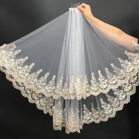 Women Bridal Veil Gold 2 Layers Short Tulle With Comb Wedding Accessories Real Sample Hair Accessories