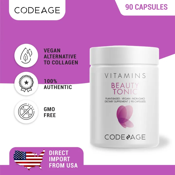 Codeage Beauty Tonic - Biotin Capsule Supplement - Hair Skin Nail Support -  Vegan Collagen Booster - Collagen Synthesis - 90 Capsules | Lazada