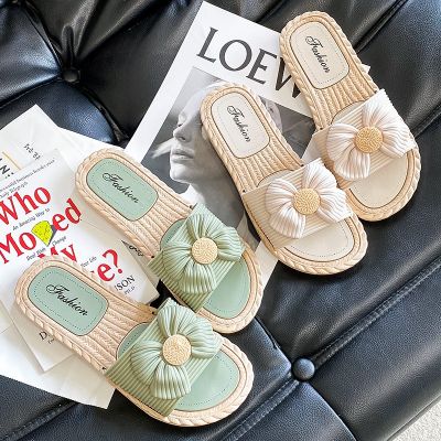 Han edition 2022 summer fashion and lovely home indoor bowknot ms word floor cool slippers to wear outside