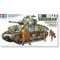 TAMIYA 1/35 M4A3อเมริกันเชอร์แมน (105มม.) รถถังกลาง DaiBingRen 35251ของเล่นแบบชุดสะสมการประกอบที่ได้รับการฟื้นฟูอย่างมาก