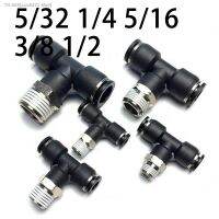 ✗♣☄ PB Pneumatic Quick Connector N1/8 1/4 3/8 1/2 NPT External Thread Tee British Pipe 5/32 1/4 5/16 3/8 1/2 PU Hose Air Pipe