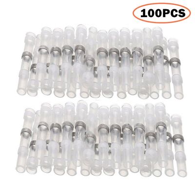 100PCS Heat Shrink Soldering Sleeve Terminal Insulated Waterproof Butt Connectors Seal Electrical Wire Soldered Terminals White Electrical Circuitry P
