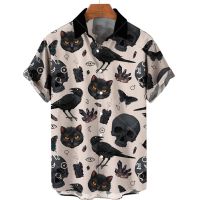 2022 Mens Shirts Loose Breathable 3d Cat Print Trendy Cool Fashion Hawaiian Shirts Men Beach Party Tops Short Sleeves Summer