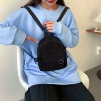 Fashion Women Mini Backpack Solid Color Corduroy Small Backpacks Simple Casual Student Bookbags Traveling Backpacks 2022