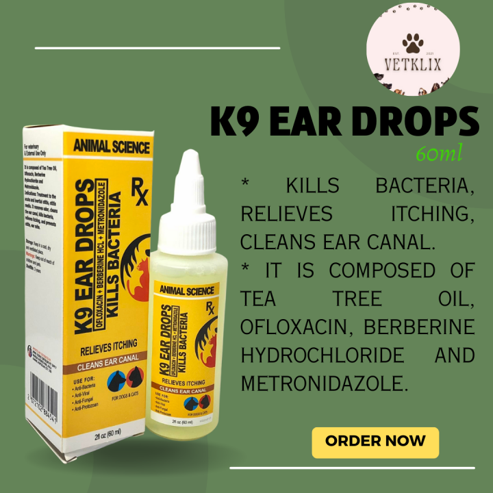 [VETKLIX] Animal Science K9 Ear Drops For Cats and Dogs 60ml Para sa