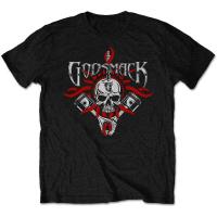 เสื้อยืดคอกลมแขนสั้นผ้าฝ้ายพิมพ์ลายทรงหลวมแฟชั่นสําหรับผู้ชาย Godsmack T Shirt Chrome Pistons Black Mens Unisex Classic Rock Metal