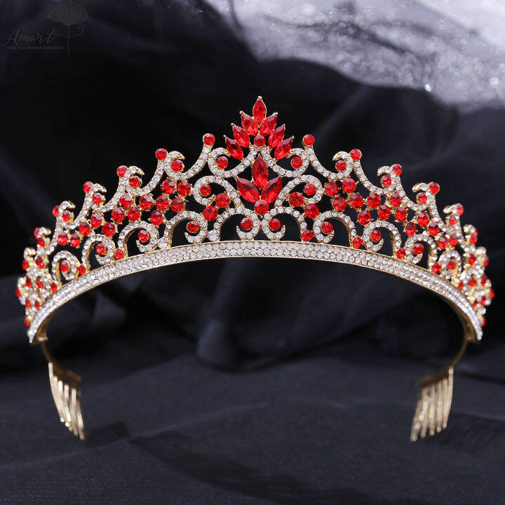 amart-มงกุฎเจ้าสาว-headwear-งานแต่งงานวันเกิดมงกุฎ-headdress-สีแดง-rhinestones-retro-มงกุฎเจ้าสาว-headwear-งานแต่งงานวันเกิดมงกุฎ-headdress-rhinestones-retro-หรูหราอุปกรณ์เสริมผมสำหรับหญิงดูดี