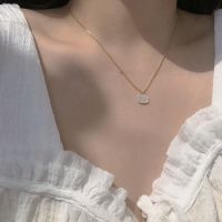 Temperament Alloy Square Simulation Shell Pendant Necklace for Woman