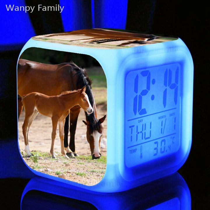 worth-buy-นาฬิกาปลุก-led-ม้าเปลี่ยนสีได้7สีนาฬิกานาฬิกาดิจิตอลเด็กเทศกาลใช้งานได้หลากหลาย