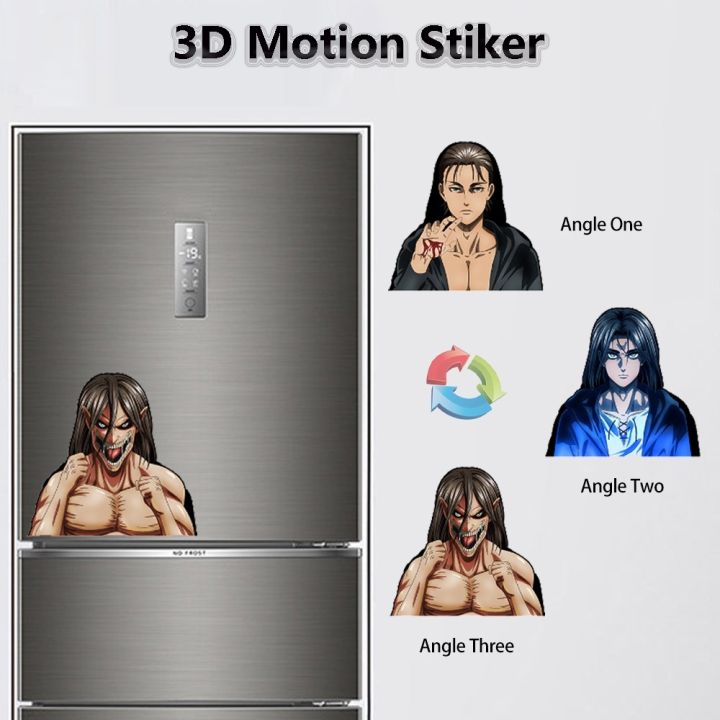 lz-attack-on-titan-3d-anime-stickers-motion-cartoon-self-adhsive-decals-for-car-refrigerator-luggage-waterproof-lenticular-sticker