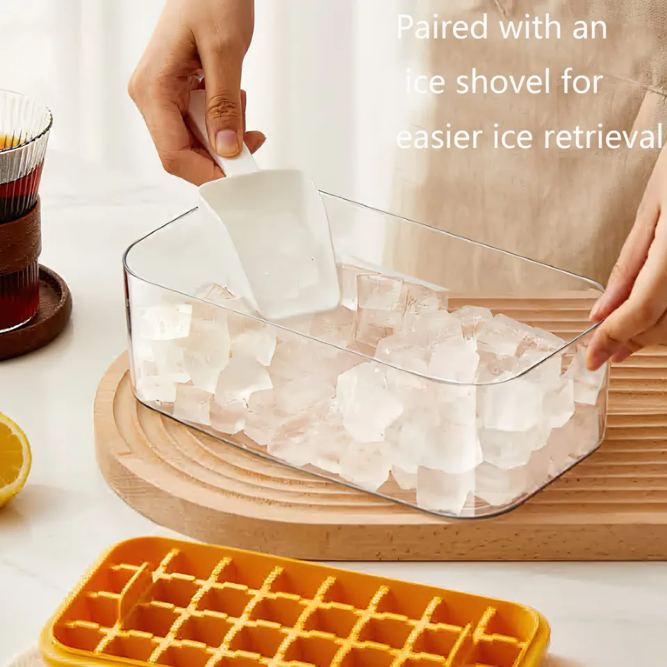 64 Grid ice cube molder with Lid and Bin big ice maker mold plastics ice  tray with cover ice crusher