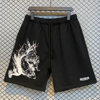 Men Casual Shorts Cotton Anime Print Sweatpants Running Sports Basketball Fitness Gym Shorts Summer Pants Clothing Black Shorts