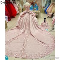 ✇◐❣ AEOZAD Vestido de princesa rosa Quinceanera baile 3D Fora do ombro doce 15 16 vestido Vestidos festa aniversário