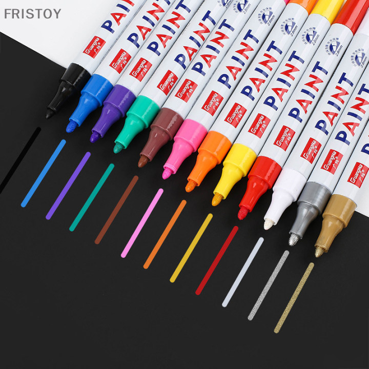 fristoy-12สีสี-marker-ปากกาจาง-หลักฐานรถยางยางยาง-cd-โลหะถาวร