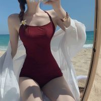 Swimwear backless sexy Conservative belly covering slimming one-piece swimsuit for women 2023 new Korean ins style bikini hot spring Internet celebrity g1